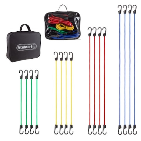 Fleming Supply 16-piece Bungee Cord Set, 4 Sizes- 18", 24", 32", 40" with Storage Bag/ Hooks for Trucks, ATVs 563973HEJ